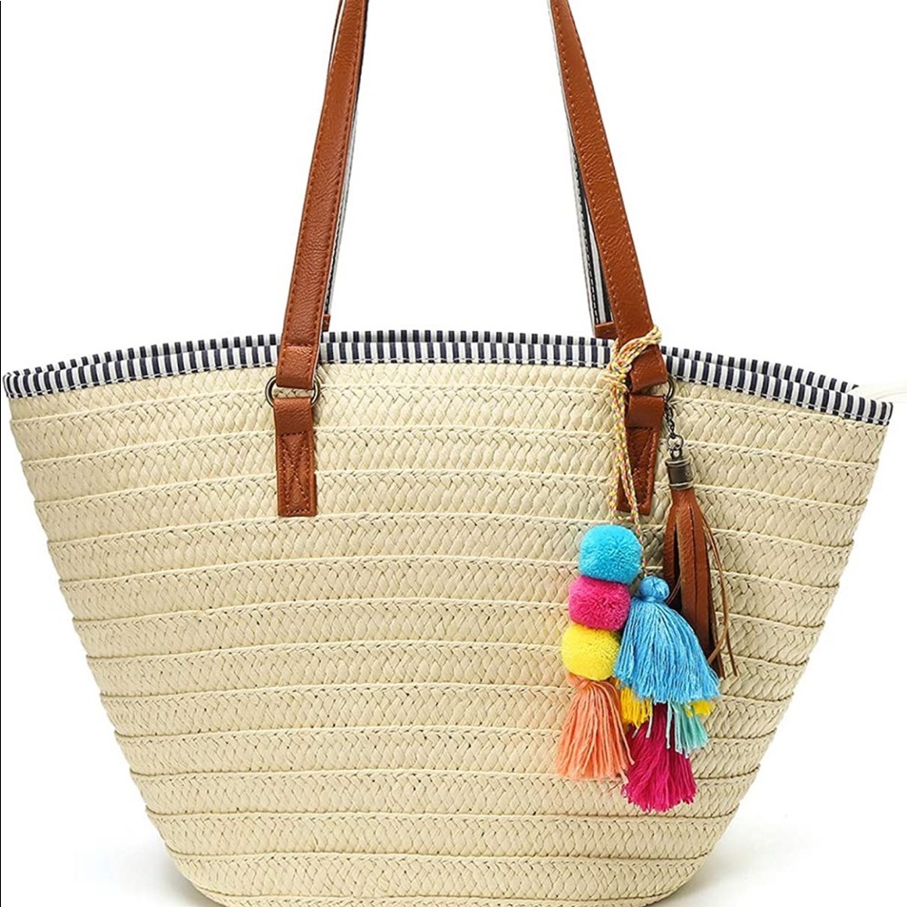 Stylish Tan and Cream Tote Bag